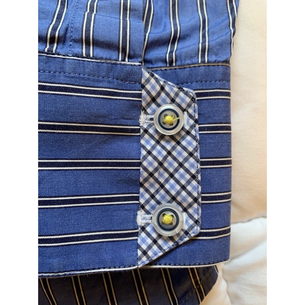 Robert Graham X Collection Mens Medium Blue Stripe Button Down Long Sleeve Shirt - Picture 8 of 15